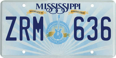 MS license plate ZRM636