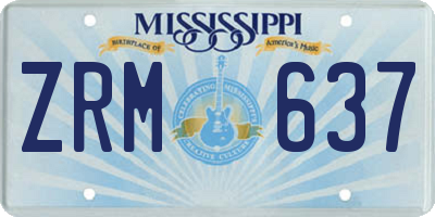 MS license plate ZRM637