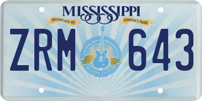 MS license plate ZRM643