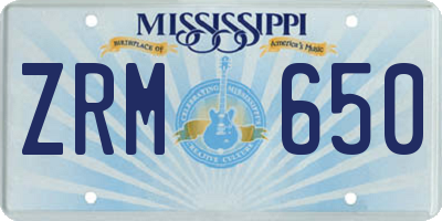 MS license plate ZRM650
