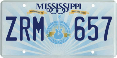 MS license plate ZRM657