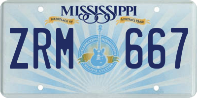 MS license plate ZRM667