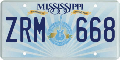 MS license plate ZRM668