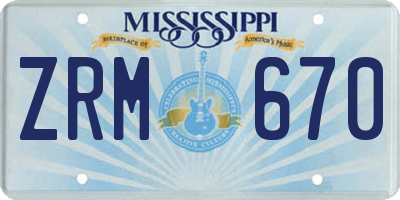MS license plate ZRM670