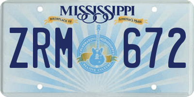 MS license plate ZRM672
