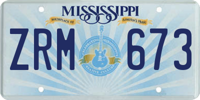 MS license plate ZRM673