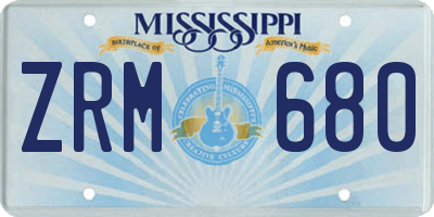MS license plate ZRM680