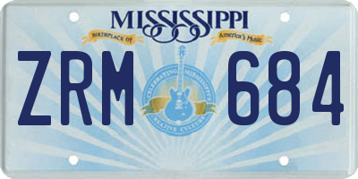 MS license plate ZRM684