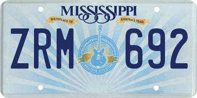 MS license plate ZRM692