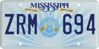 MS license plate ZRM694