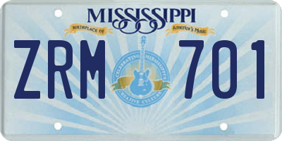 MS license plate ZRM701