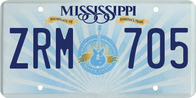 MS license plate ZRM705