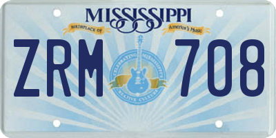 MS license plate ZRM708
