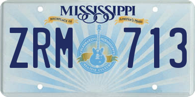 MS license plate ZRM713