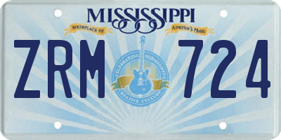 MS license plate ZRM724