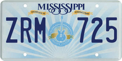MS license plate ZRM725