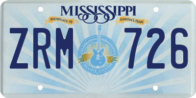 MS license plate ZRM726
