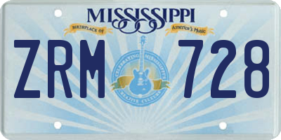 MS license plate ZRM728