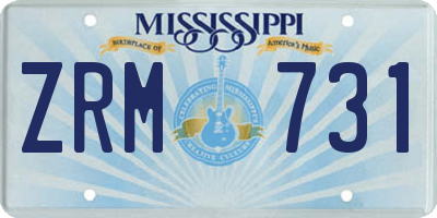 MS license plate ZRM731