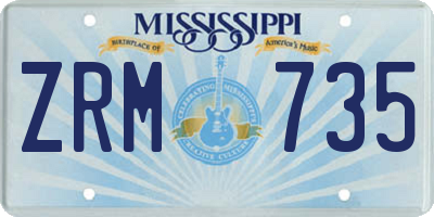 MS license plate ZRM735