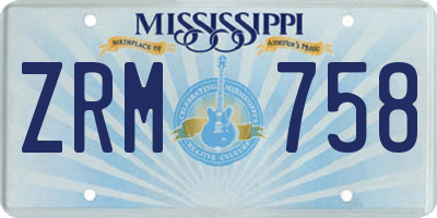 MS license plate ZRM758