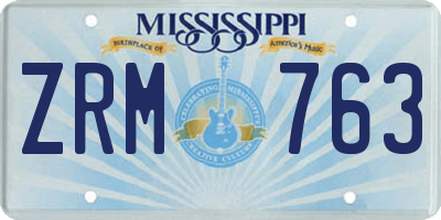 MS license plate ZRM763