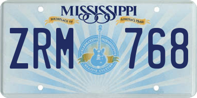 MS license plate ZRM768