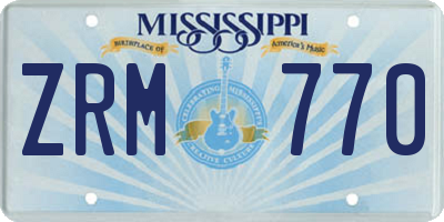 MS license plate ZRM770