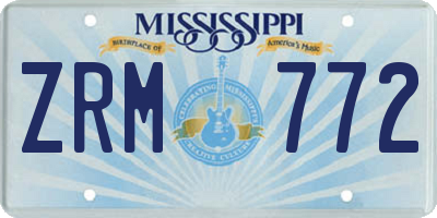 MS license plate ZRM772