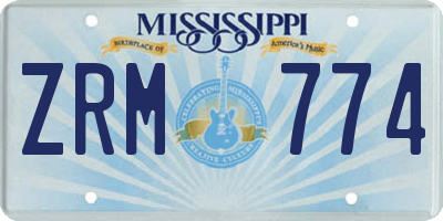 MS license plate ZRM774