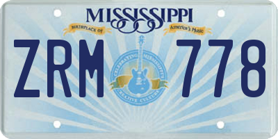 MS license plate ZRM778