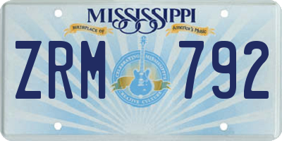 MS license plate ZRM792