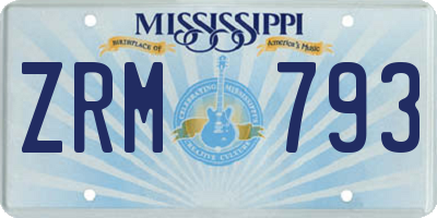 MS license plate ZRM793