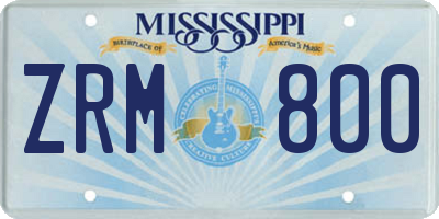 MS license plate ZRM800