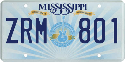 MS license plate ZRM801