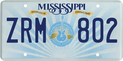 MS license plate ZRM802