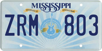 MS license plate ZRM803