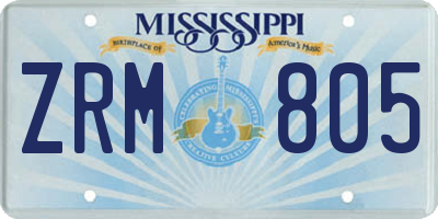 MS license plate ZRM805