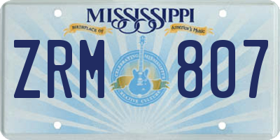 MS license plate ZRM807