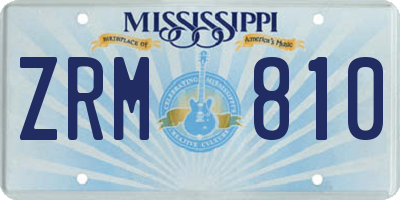 MS license plate ZRM810