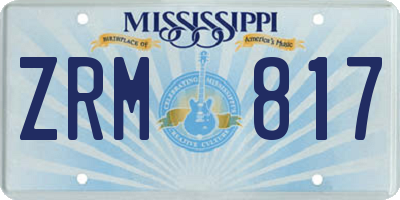MS license plate ZRM817