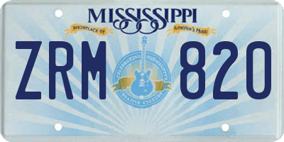 MS license plate ZRM820