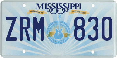 MS license plate ZRM830