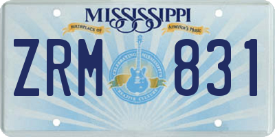 MS license plate ZRM831