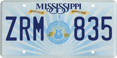 MS license plate ZRM835