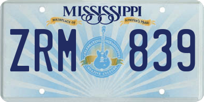 MS license plate ZRM839