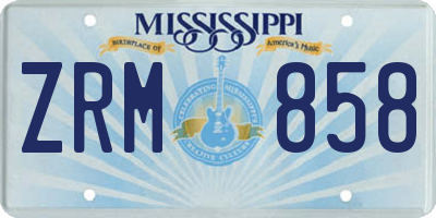 MS license plate ZRM858