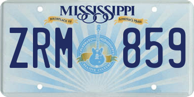 MS license plate ZRM859