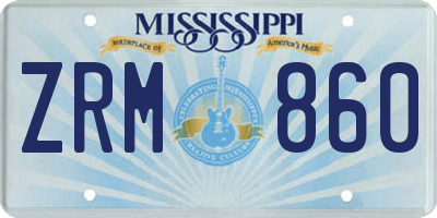MS license plate ZRM860