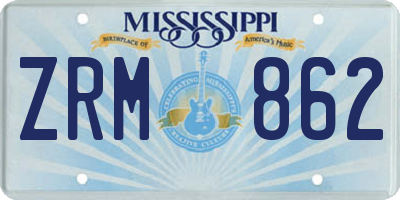 MS license plate ZRM862